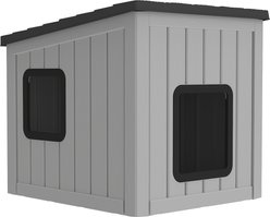Yafylly Outdoor Sloped Roof Cat House, Gray-Black