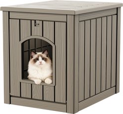Yafylly Multi-Functional Cat House & Litter Box Cabinet, Light Beige
