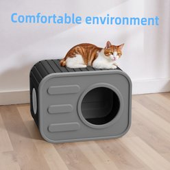 Yafylly Indoor Camera-Style Cat Bed with Plush Cushion, Grey & Black slide 2 of 9