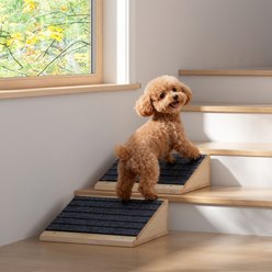 Coziwow Wooden Stairs Dog & Cat Ramp, Natural, 2 count