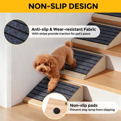Show full view: Coziwow Wooden Stairs Dog & Cat Ramp, Natural, 2 count slide 3 of 10