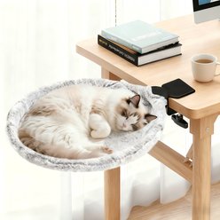 Gapzer Keep Your Cat Close Desk-Mounted Hammock Cat Bed with Removable Washable Cover, 16 x 16 x 5-in, Grey