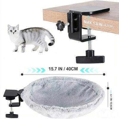 Show full view: Gapzer Keep Your Cat Close Desk-Mounted Hammock Cat Bed with Removable Washable Cover, 16 x 16 x 5-in, Grey slide 2 of 9