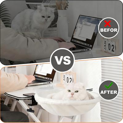 Show full view: Gapzer Keep Your Cat Close Desk-Mounted Hammock Cat Bed with Removable Washable Cover, 16 x 16 x 5-in, White slide 6 of 9