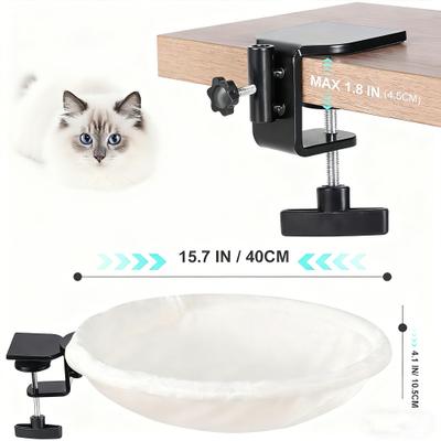 Show full view: Gapzer Keep Your Cat Close Desk-Mounted Hammock Cat Bed with Removable Washable Cover, 16 x 16 x 5-in, White slide 3 of 9