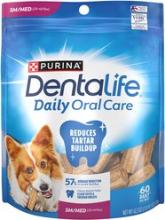 DentaLife Daily Oral Care Chicken Flavor Small/Medium Adult Dental Dog Treats, 60 count pouch