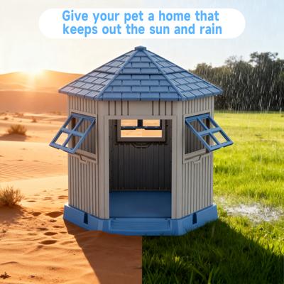 Show full view: Yafylly Hexagonal Outdoor Dog House, Blue slide 8 of 9