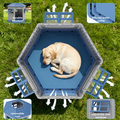 Show full view: Yafylly Hexagonal Outdoor Dog House, Blue slide 9 of 9