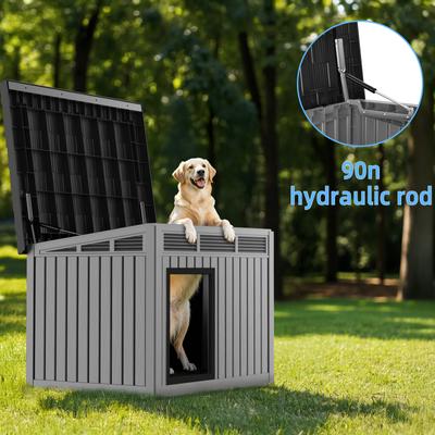 Show full view: Yafylly Hydraulic Lid Indoor & Outdoor Dog House, Gray slide 7 of 7