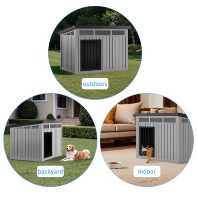 Show full view: Yafylly Hydraulic Lid Indoor & Outdoor Dog House, Gray slide 6 of 7