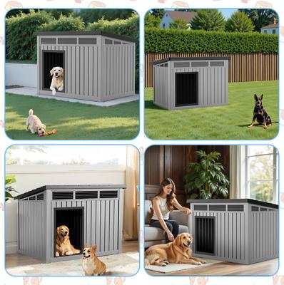 Show full view: Yafylly Hydraulic Lid Indoor & Outdoor Dog House, Gray slide 5 of 7