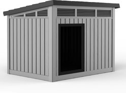 Yafylly Durable Outdoor & Indoor Slanted Roof Dog House, Gray