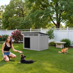 Yafylly Durable Outdoor & Indoor Slanted Roof Dog House, Gray slide 2 of 7