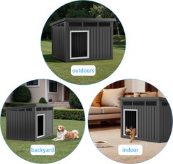 Yafylly Hydraulic Lid Indoor & Outdoor Dog House, Black slide 2 of 7