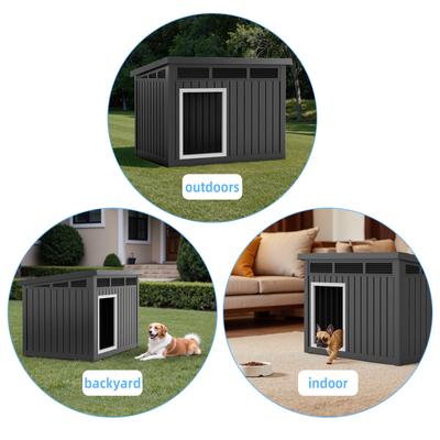 Show full view: Yafylly Hydraulic Lid Indoor & Outdoor Dog House, Black slide 6 of 7