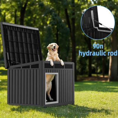 Show full view: Yafylly Hydraulic Lid Indoor & Outdoor Dog House, Black slide 7 of 7
