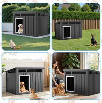 Show full view: Yafylly Hydraulic Lid Indoor & Outdoor Dog House, Black slide 5 of 7