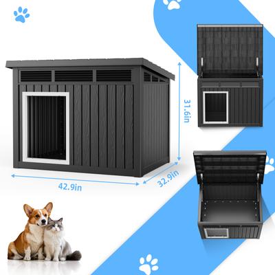 Show full view: Yafylly Hydraulic Lid Indoor & Outdoor Dog House, Black slide 2 of 7