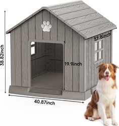 Yafylly 38-inch Durable Outdoor & Indoor Dog House, Light Brown slide 2 of 9