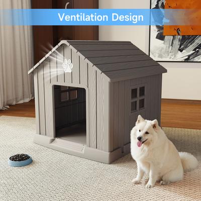 Show full view: Yafylly 38-inch Durable Outdoor & Indoor Dog House, Light Brown slide 9 of 9