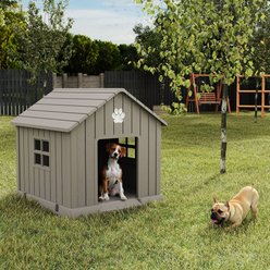 Yafylly 38-inch Durable Outdoor & Indoor Dog House, Light Brown