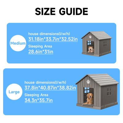 Show full view: Yafylly 38-inch Durable Outdoor & Indoor Dog House, Light Brown slide 5 of 9