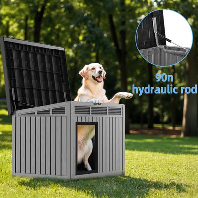 Show full view: Yafylly Durable Outdoor & Indoor Slanted Roof Dog House, Gray slide 7 of 7
