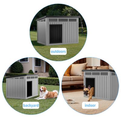 Show full view: Yafylly Durable Outdoor & Indoor Slanted Roof Dog House, Gray slide 6 of 7