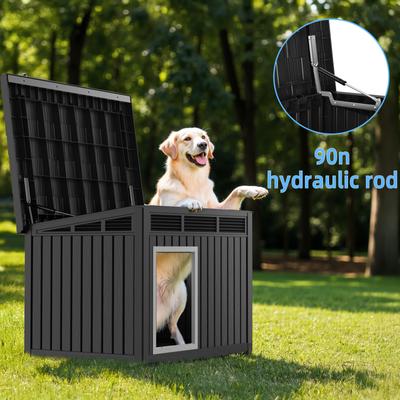 Show full view: Yafylly Durable Outdoor & Indoor Slanted Roof Dog House, Black slide 7 of 7