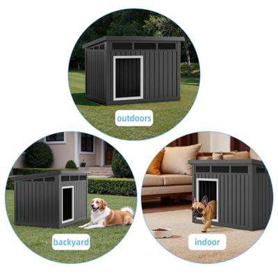 Show full view: Yafylly Durable Outdoor & Indoor Slanted Roof Dog House, Black slide 6 of 7