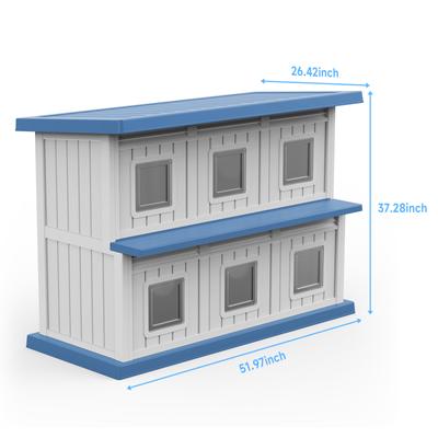 Show full view: Yafylly Double-Decker 6 Room Outdoor Cat House, Gray & Blue slide 3 of 8