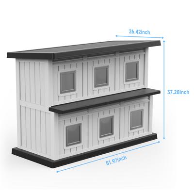 Show full view: Yafylly Double-Decker 6 Room Outdoor Cat House, Gray & Black slide 2 of 9