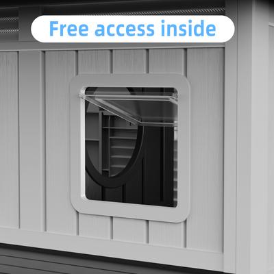 Show full view: Yafylly Double-Decker 6 Room Outdoor Cat House, Gray & Black slide 3 of 9