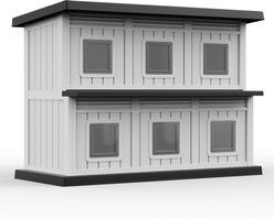Yafylly Double-Decker 6 Room Outdoor Cat House, Gray & Black