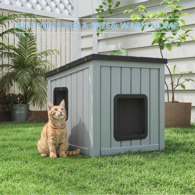 Show full view: Yafylly Outdoor Sloped Roof Cat House, Gray-Black slide 7 of 8