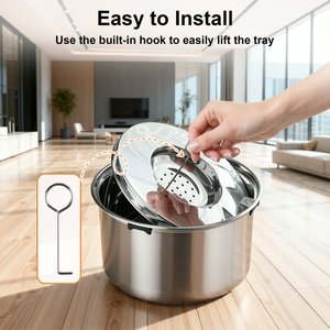 Casfuy Spill Proof Stainless Steel with Non-Skid Base Dog Water Bowl, X-Large: 5.6-L