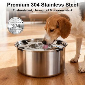 Casfuy Spill Proof Stainless Steel with Non-Skid Base Dog Water Bowl, X-Large: 5.6-L