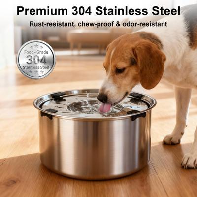 Show full view: Casfuy Spill Proof Stainless Steel with Non-Skid Base Dog Water Bowl, X-Large: 5.6-L slide 4 of 7