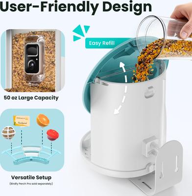 Show full view: Birdfy Smart Bird Feeder Camera AI Recognition, 1.5L slide 8 of 11