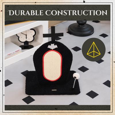 Show full view: Happy & Polly Tombstone Design 16-in Plush Upright Cat Scratching Post with Cross Accent slide 8 of 11