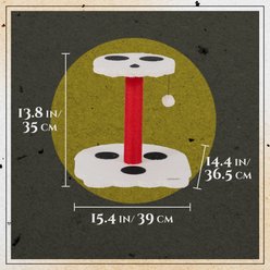 Happy & Polly Skull & Bones Design Dual-Platform 14-in Plush Cat Scratching Post slide 2 of 9