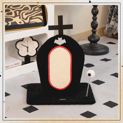 Show full view: Happy & Polly Tombstone Design 16-in Plush Upright Cat Scratching Post with Cross Accent slide 3 of 11