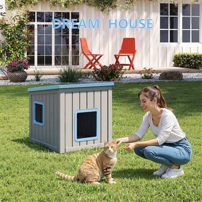Show full view: Yafylly Outdoor Sloped Roof Cat House, Blue slide 6 of 8