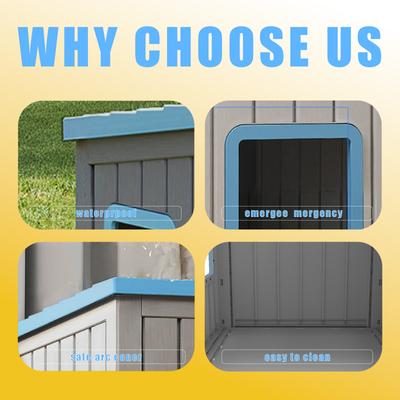 Show full view: Yafylly Outdoor Sloped Roof Cat House, Blue slide 5 of 8