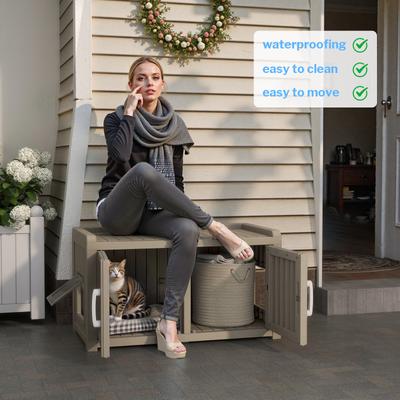 Show full view: Yafylly Multi-functional Storage Cabinet Cat House, Light Beige slide 8 of 10