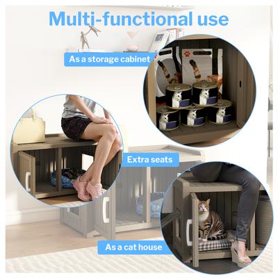 Show full view: Yafylly Multi-functional Storage Cabinet Cat House, Light Beige slide 7 of 10