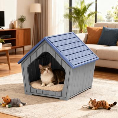 Show full view: Yafylly Indoor Cabin Style Cat House, Blue-Grey slide 6 of 9
