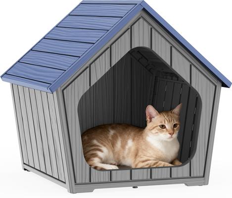 Show full view: Yafylly Indoor Cabin Style Cat House, Blue-Grey slide 3 of 9