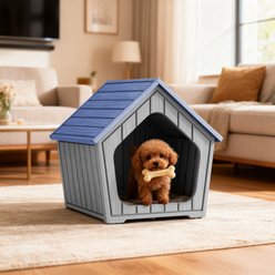 Yafylly Indoor Cabin Style Cat House, Blue-Grey