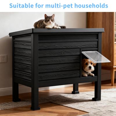 Show full view: Yafylly Deluxe Outdoor Cat House with Removable Divider, Black slide 6 of 9